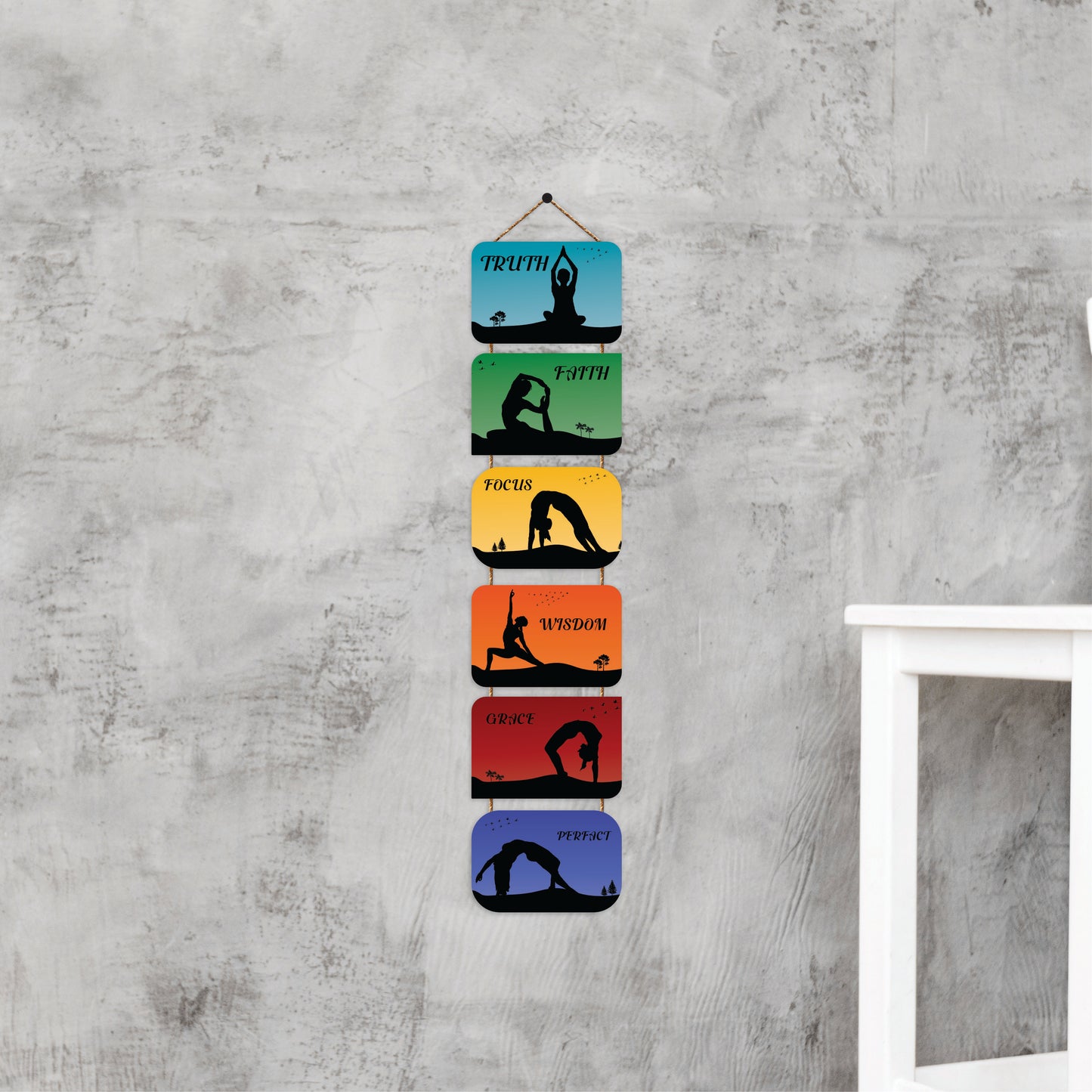 Yoga Poses Inspirational Wall Hanging