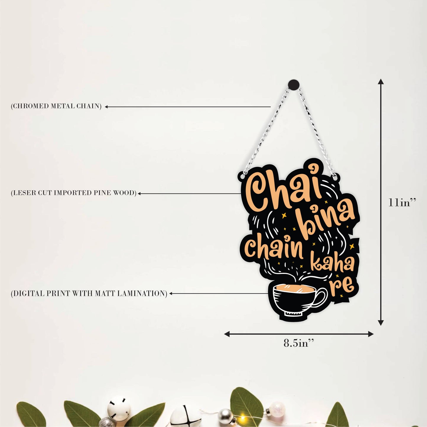 Chai Bina Chain Kaha Re Chai Lover Wall Hanging