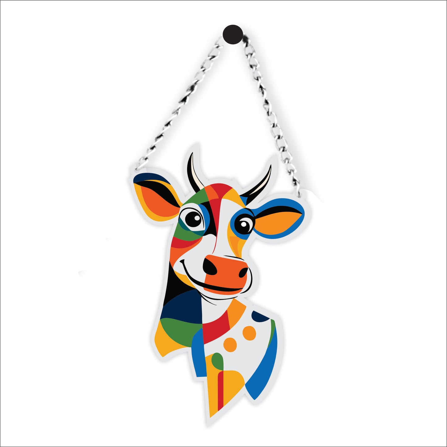 Colorful Abstract Cow Head Wall Hanging