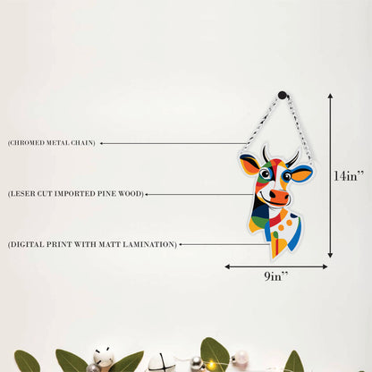 Colorful Abstract Cow Head Wall Hanging