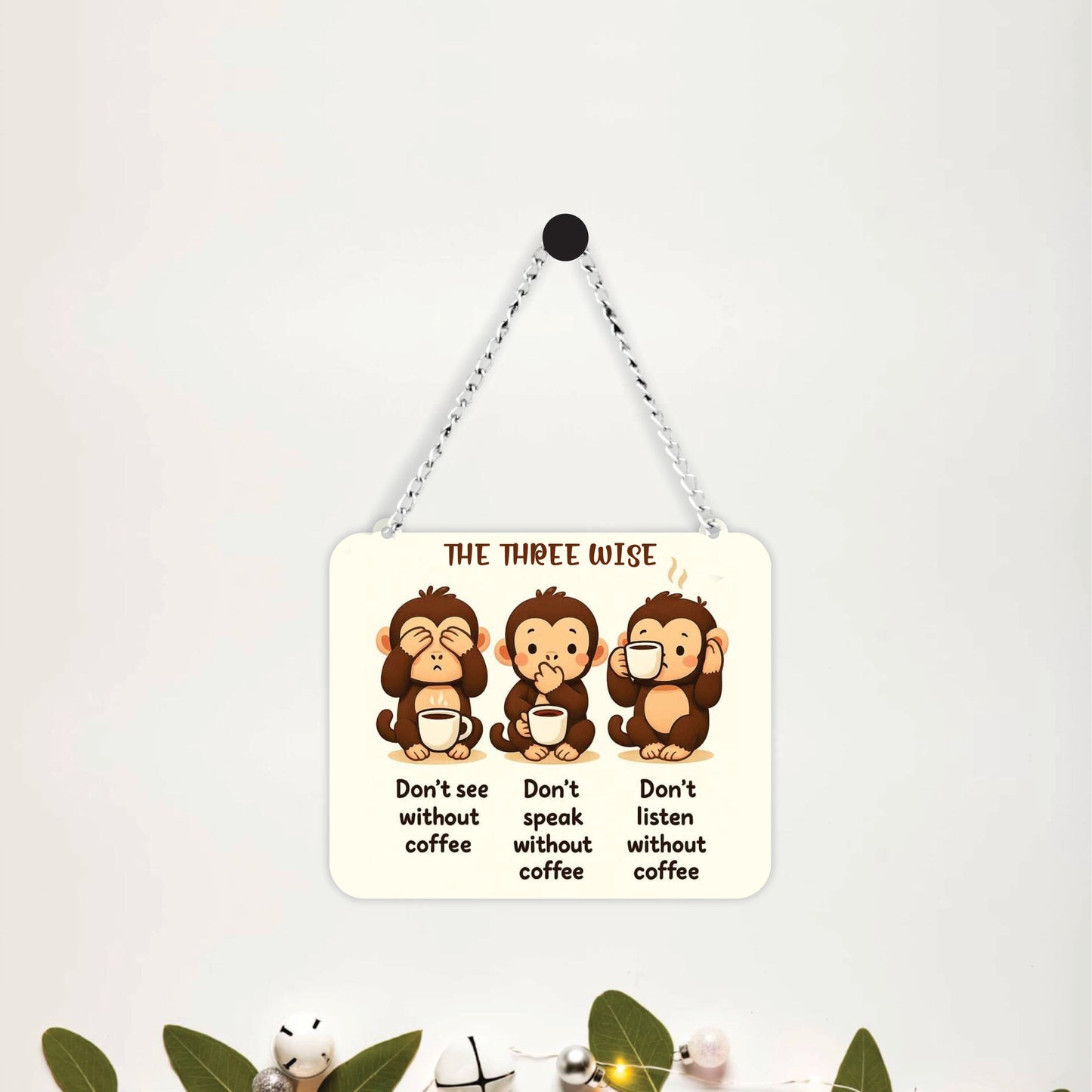 Funny Coffee Lover Monkey Wall Hanging