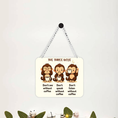 Funny Coffee Lover Monkey Wall Hanging