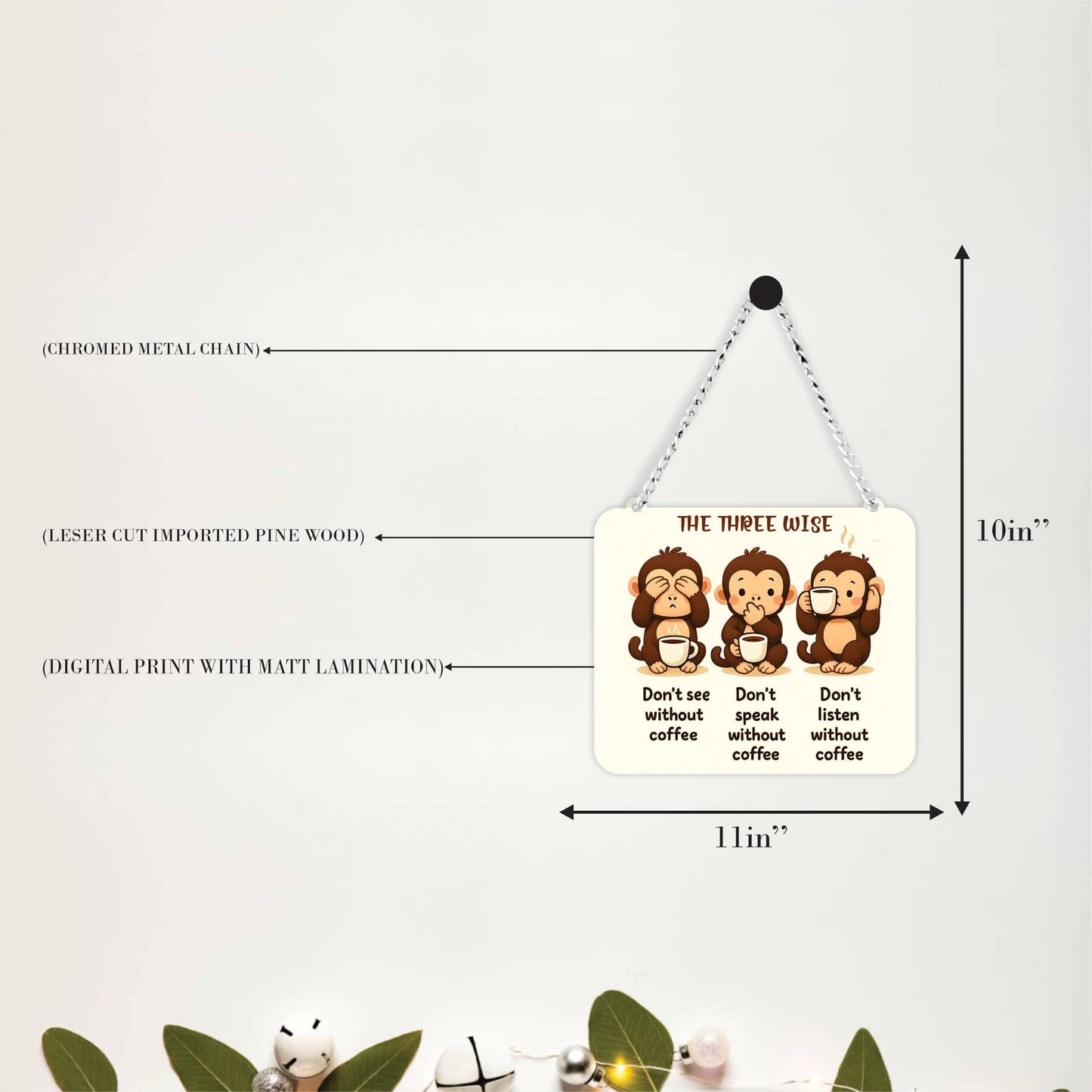 Funny Coffee Lover Monkey Wall Hanging