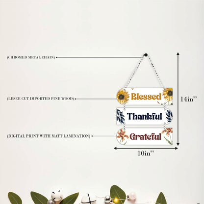Blessed Thankful Grateful Floral Wall Hanging