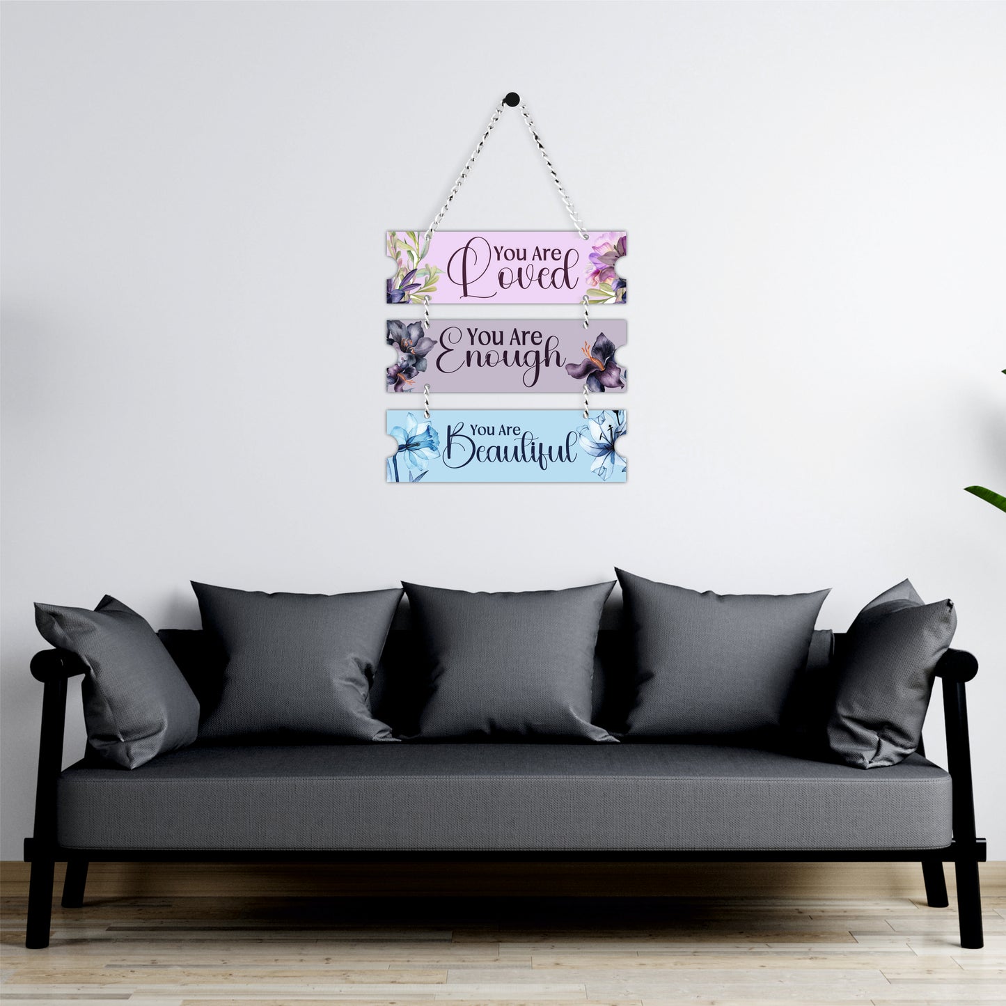 You Are Loved, You Are Enough & You Are Beautiful Wooden Wall Hanging