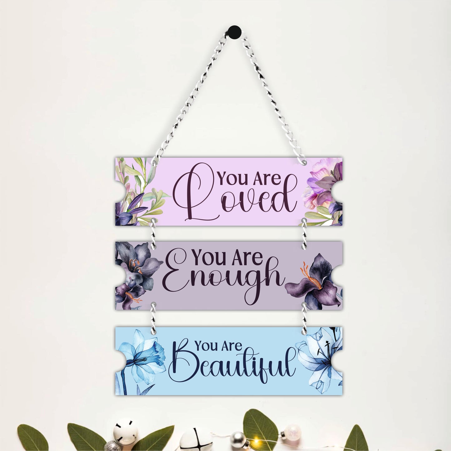 You Are Loved, You Are Enough & You Are Beautiful Wooden Wall Hanging