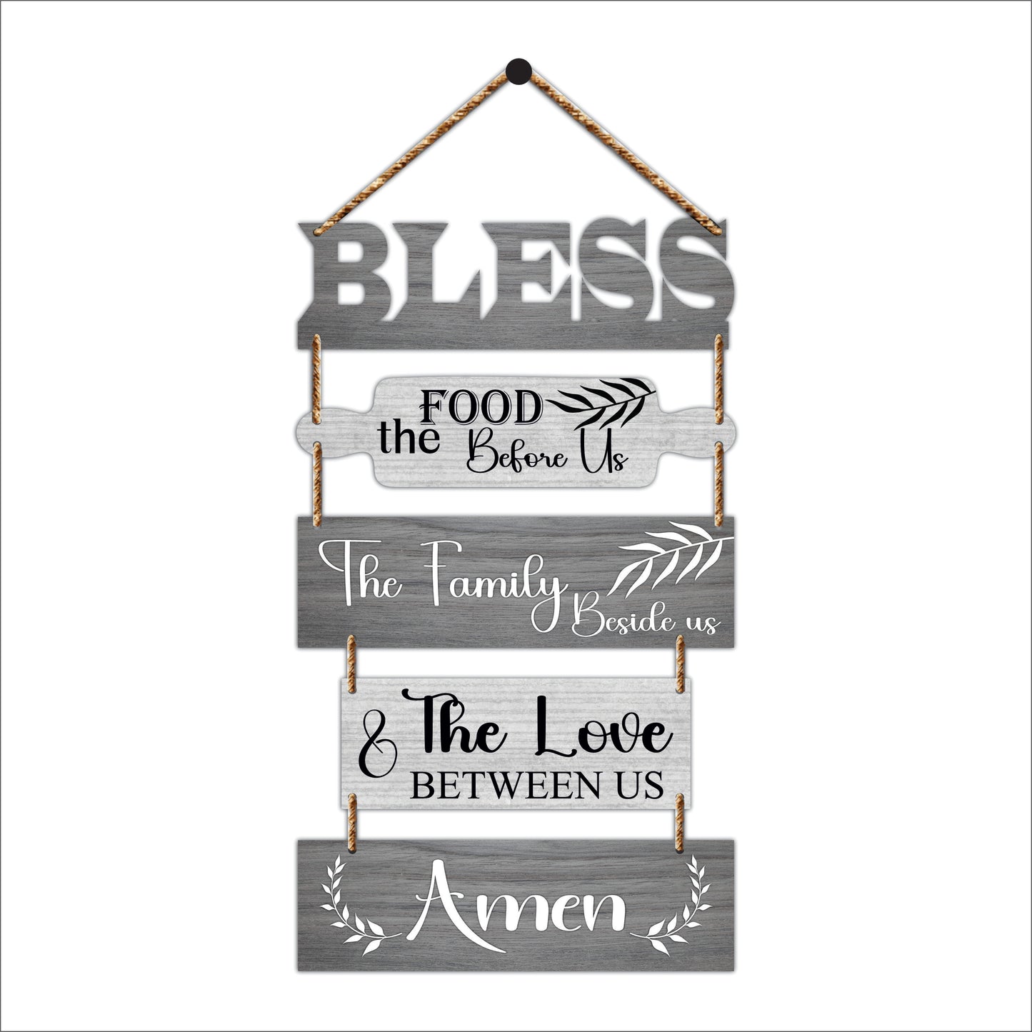Bless the Food, the Family & the Love Between Us Wooden Wall Hanging