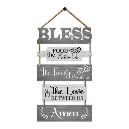 Bless the Food, the Family & the Love Between Us Wooden Wall Hanging