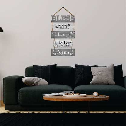 Bless the Food, the Family & the Love Between Us Wooden Wall Hanging