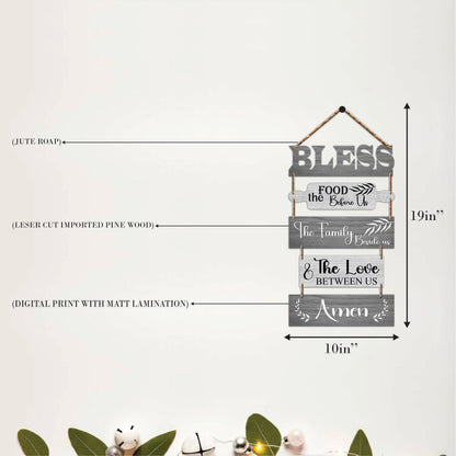Bless the Food, the Family & the Love Between Us Wooden Wall Hanging