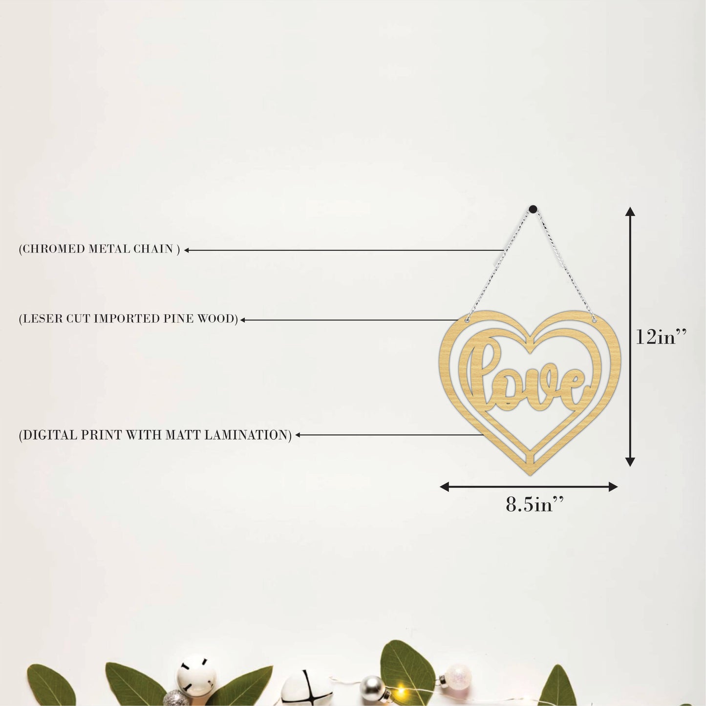 Love Heart Wooden Wall Hanging