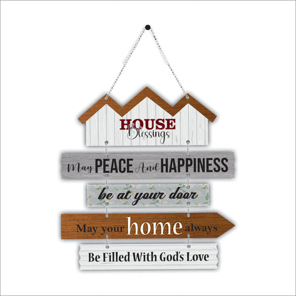 House Blessings May Peace and Happiness Fill Your Home Wooden Wall Hanging