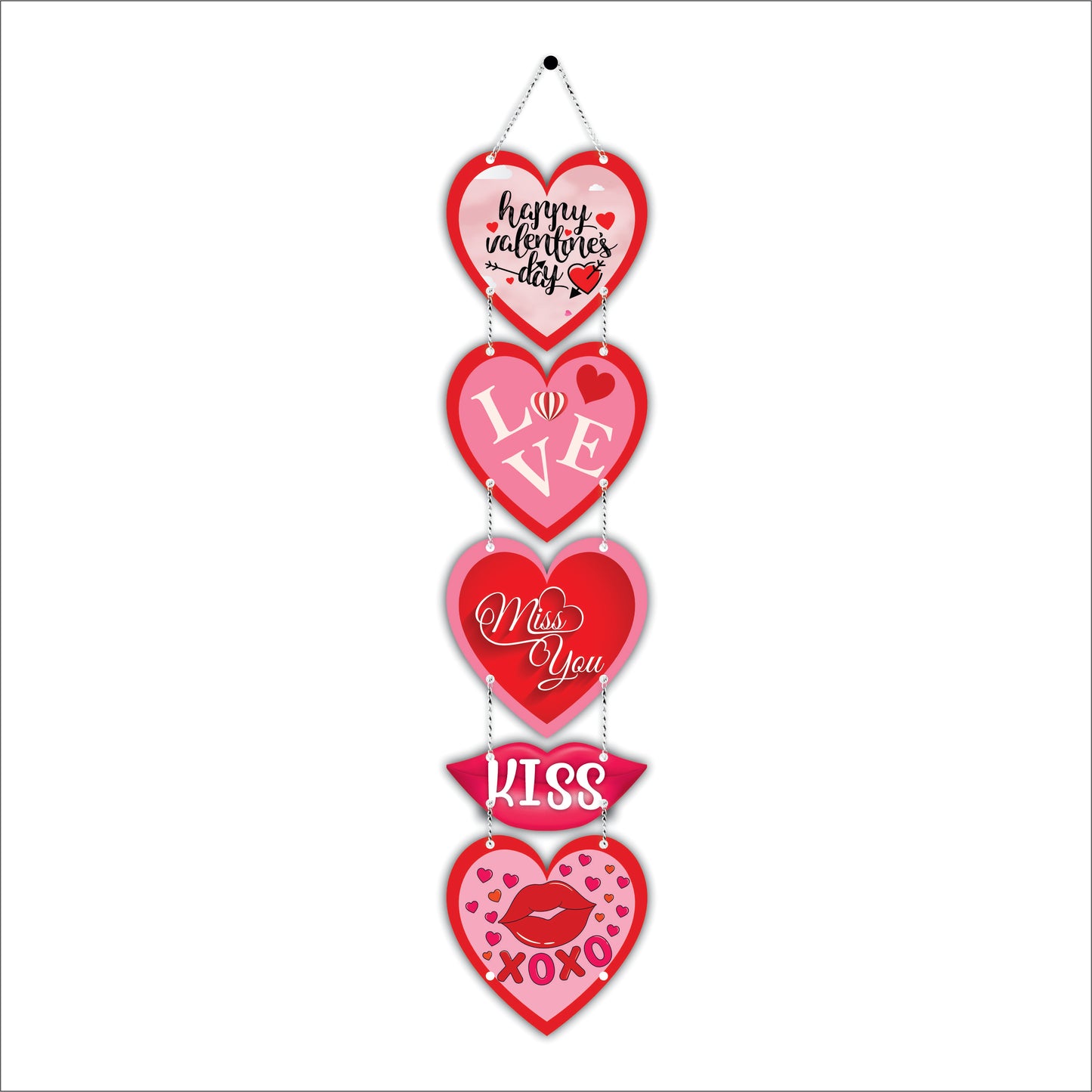 Happy Valentine's Day Love Kiss XOXO Heart Wooden Wall Hanging