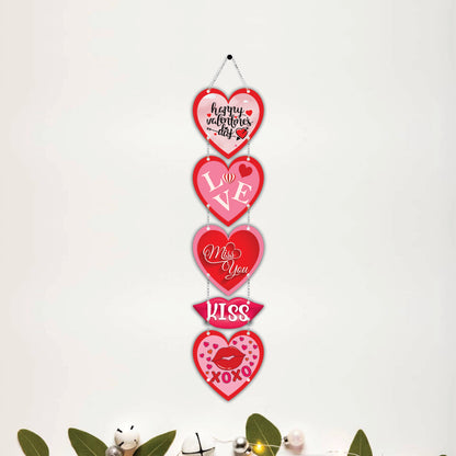 Happy Valentine's Day Love Kiss XOXO Heart Wooden Wall Hanging