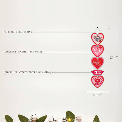 Happy Valentine's Day Love Kiss XOXO Heart Wooden Wall Hanging