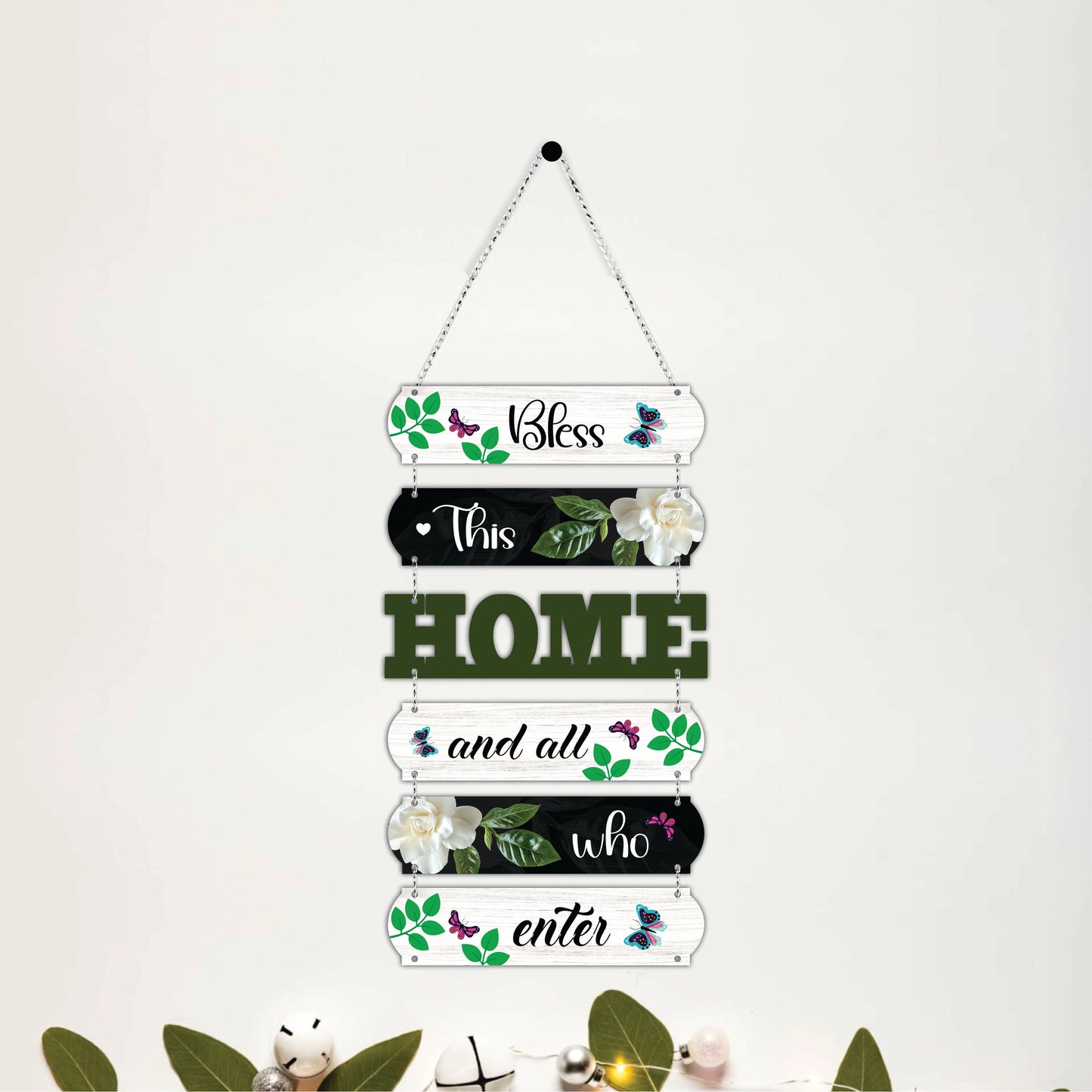 Bless This Home and All Who Enter Wooden Wall Hanging