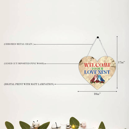 Welcome to Our Love Nest Heart Wooden Wall Hanging