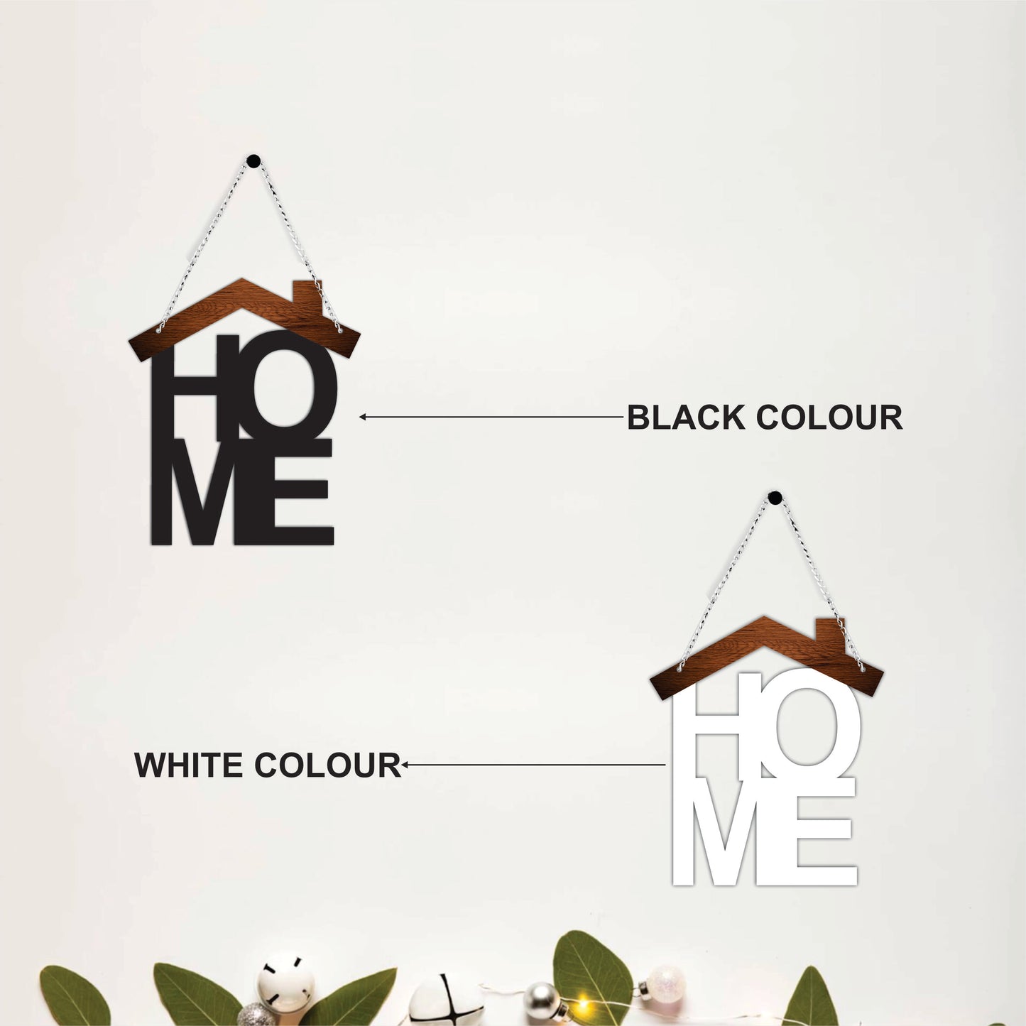 HOME House Shape Wooden Wall Hanging