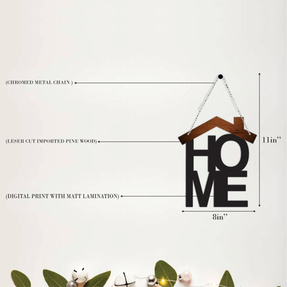 HOME House Shape Wooden Wall Hanging