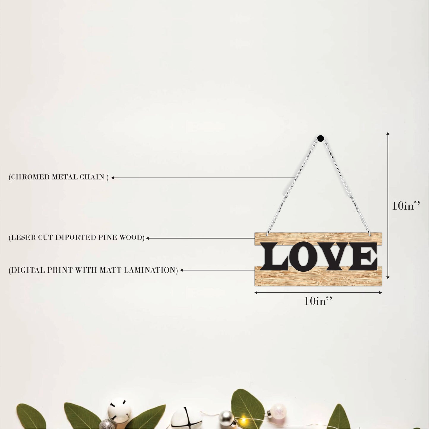 LOVE Typography Wooden Wall Hanging