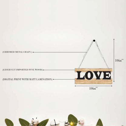 LOVE Typography Wooden Wall Hanging