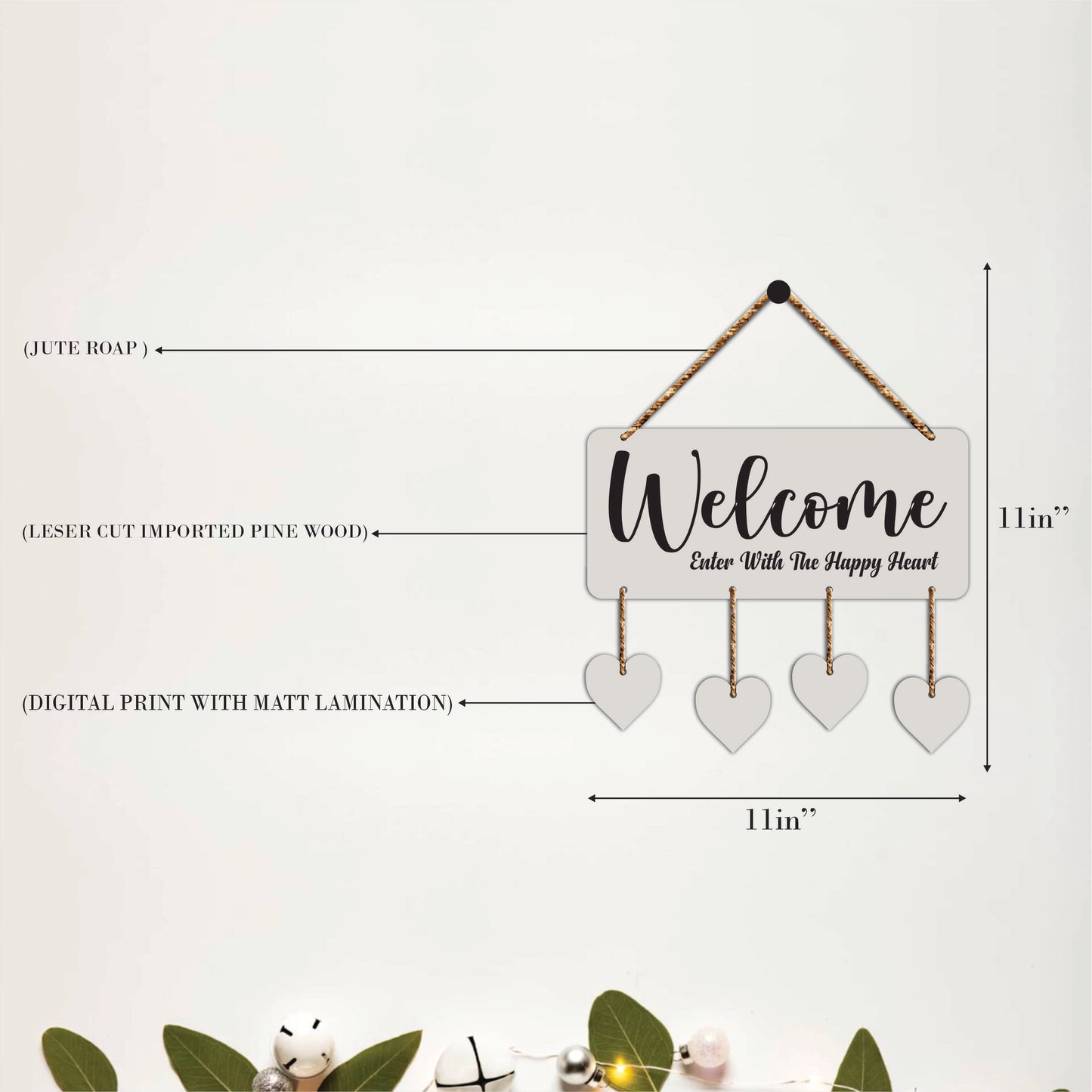 Heart Charm Welcome Hanging Wall Decor