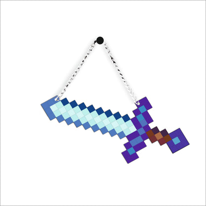 Retro Pixel Enchanted Diamond Sword Gaming Wall Hanging