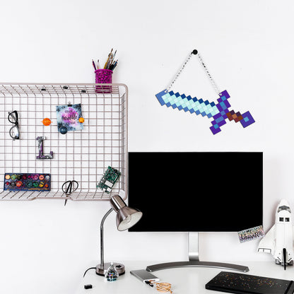 Retro Pixel Enchanted Diamond Sword Gaming Wall Hanging