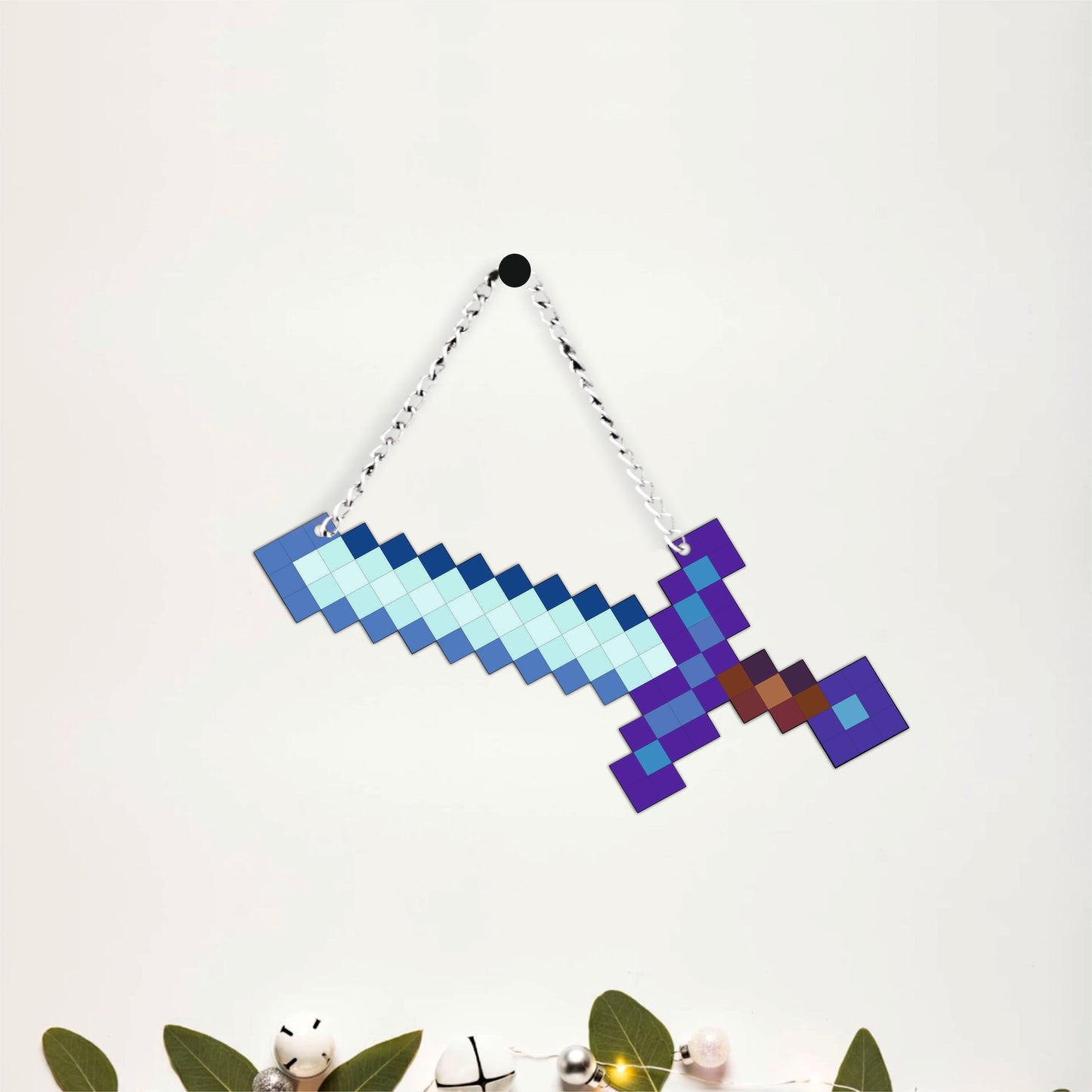 Retro Pixel Enchanted Diamond Sword Gaming Wall Hanging