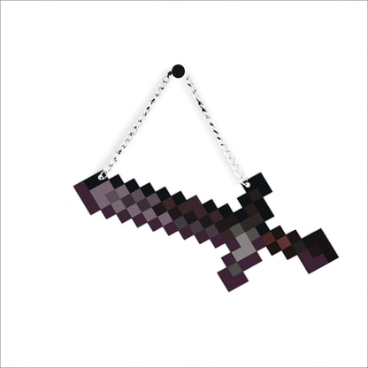 Retro Pixel Netherite Sword Gaming Wall Hanging