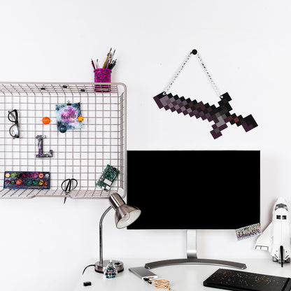 Retro Pixel Netherite Sword Gaming Wall Hanging