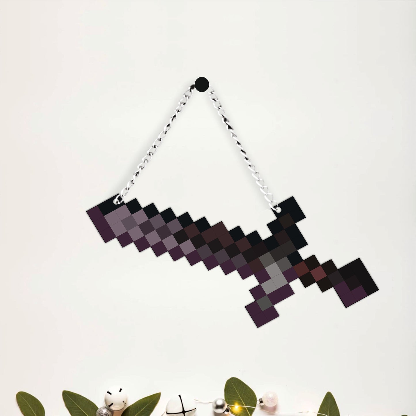 Retro Pixel Netherite Sword Gaming Wall Hanging