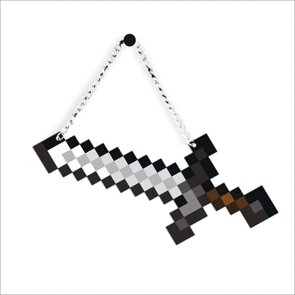 Retro Pixel Iron Sword Gaming Wall Hanging