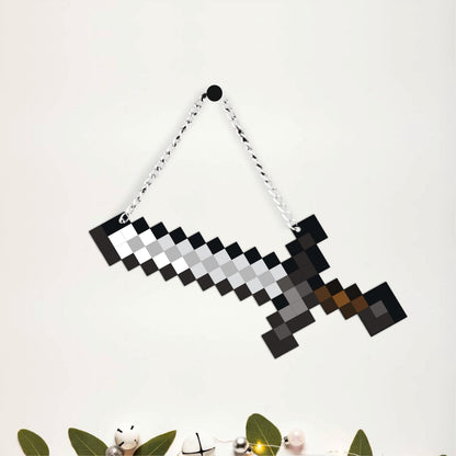 Retro Pixel Iron Sword Gaming Wall Hanging