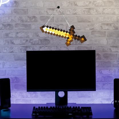 Retro Pixel Golden Sword Gaming Wall Hanging