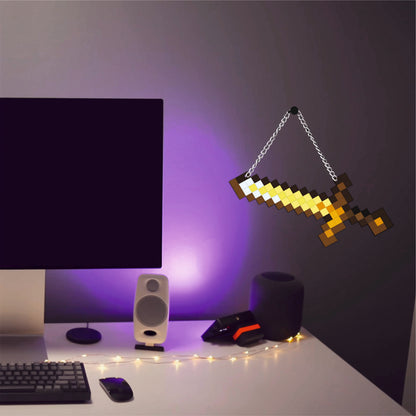 Retro Pixel Golden Sword Gaming Wall Hanging