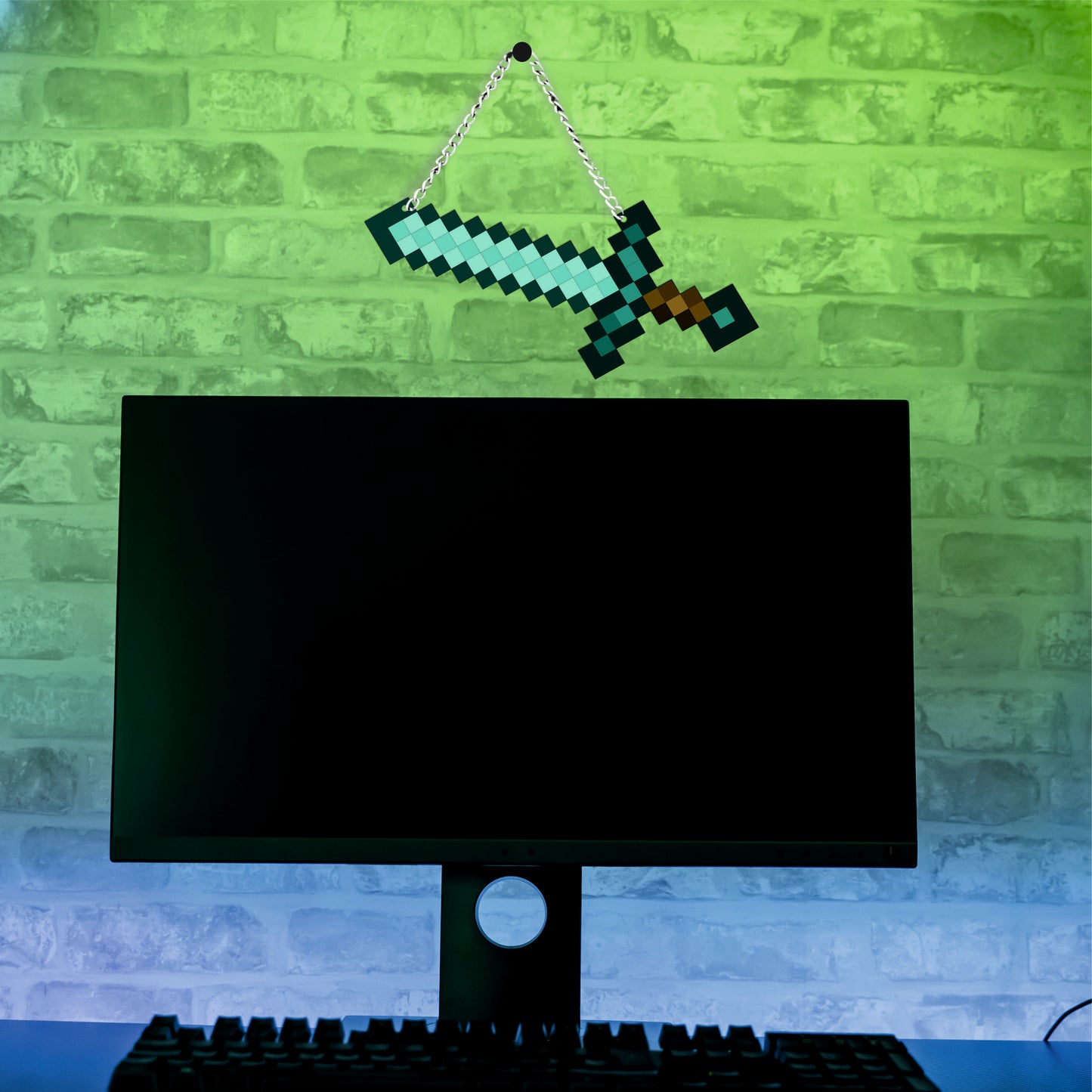 Retro Pixel Diamond Sword Gaming Wall Hanging