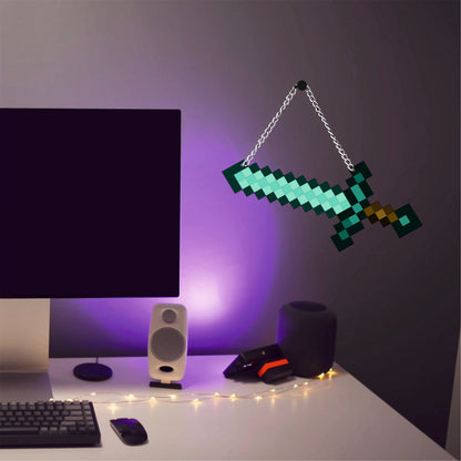 Retro Pixel Diamond Sword Gaming Wall Hanging