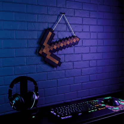 Retro Pixel Wooden Pickaxe Gaming Wall Hanging