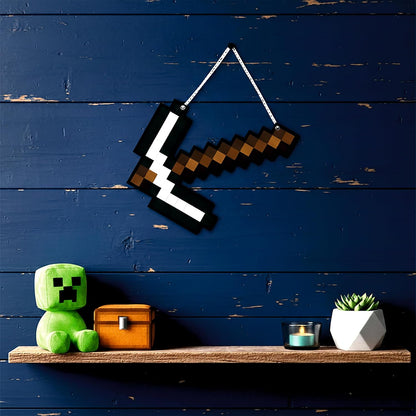 Retro Pixel Iron Pickaxe Gaming Wall Hanging