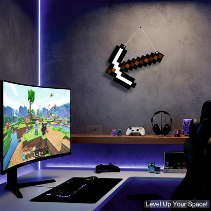 Retro Pixel Iron Pickaxe Gaming Wall Hanging