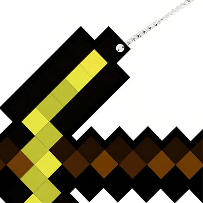 Retro Pixel Golden Pickaxe Gaming Wall Hanging