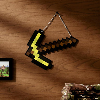Retro Pixel Golden Pickaxe Gaming Wall Hanging