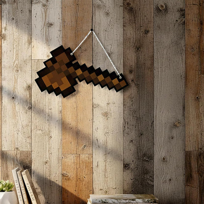 Retro Pixel Wooden Axe Gaming Wall Hanging
