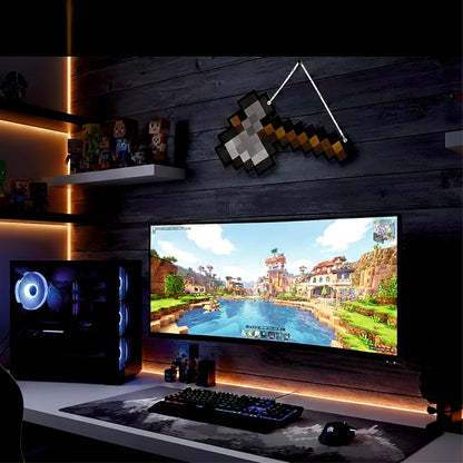 Retro Pixel Stone Axe Gaming Wall Hanging