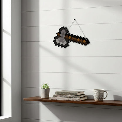 Retro Pixel Stone Axe Gaming Wall Hanging
