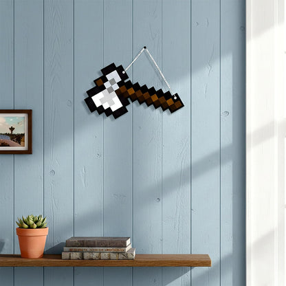 Retro Pixel Iron Axe Gaming Wall Hanging
