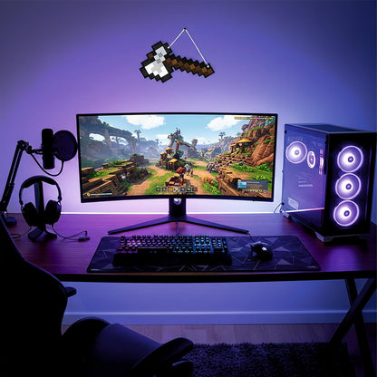 Retro Pixel Iron Axe Gaming Wall Hanging