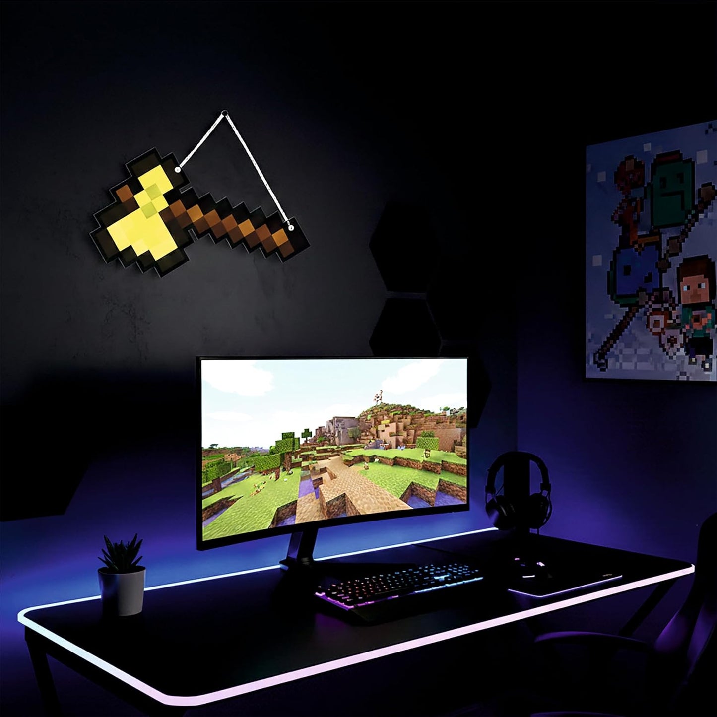 Retro Pixel Golden Axe Gaming Wall Hanging