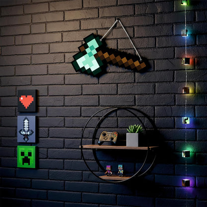 Retro Pixel Diamond Axe Gaming Wall Hanging